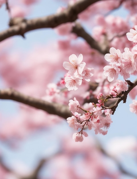 Selective focus shot of sakura attached to the branch at daytime