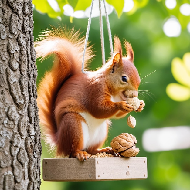 Selective focus shot of a squirrel in the yard