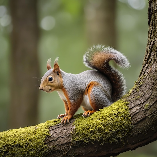 Selective focus shot of a squirrel in the yard