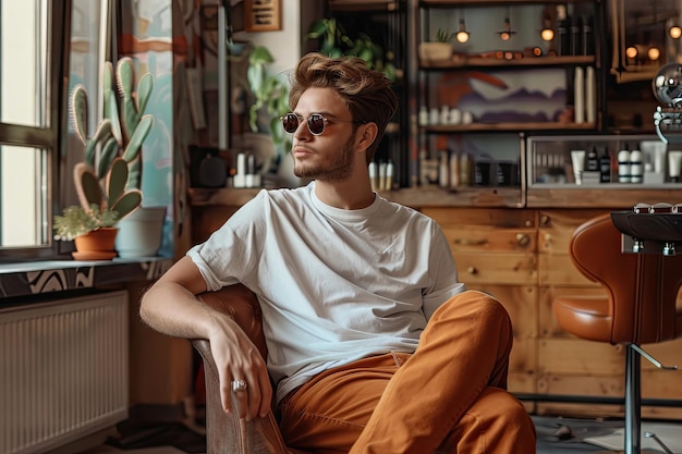 Photo self assured man in salon