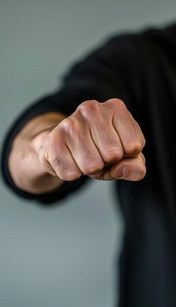 Photo self defense technique closeup instructor demonstrates wrist grab escape in neutral studio setting