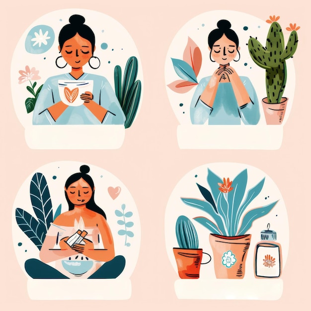 Photo selfcare and relaxation illustrations