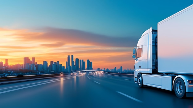 Selfdriving trucks on a highway seamlessly integrated into traffic