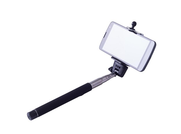 selfie monopod and cellphone Isolated on white background