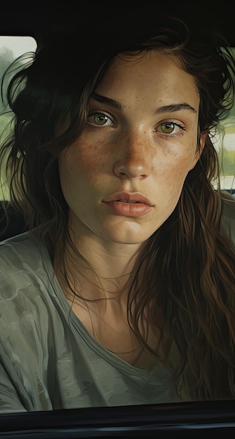 a selfie of a woman with freckles