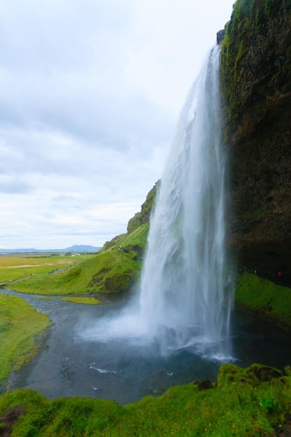 Seljalandsfoss falls in summer season view, Iceland. Icelandic landscape.