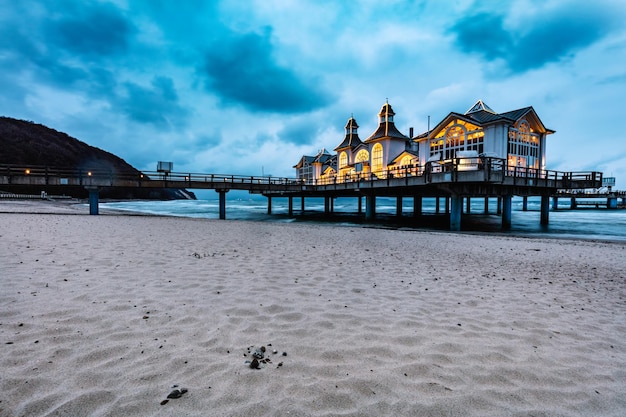 Sellin pier Ruegen island Germany at night