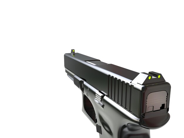 Semi automatic modern tactical handgun first person right hand view