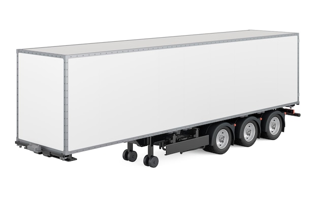 Semi trailer long isothermal van 3D rendering