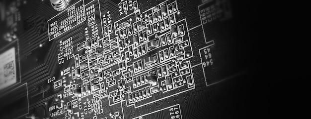 Semiconductor. cpu chip located on the green motherboard of the computer. Semi conductor motherboard circuit board. Hightech computer board with manufacture chip pcb technology. Smart phone iot chip.