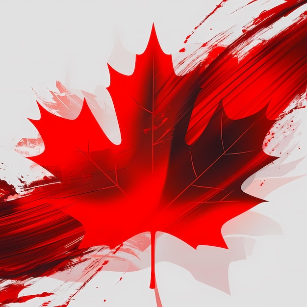 SemiTransparent Silhouette of a Red Maple Leaf with White Background