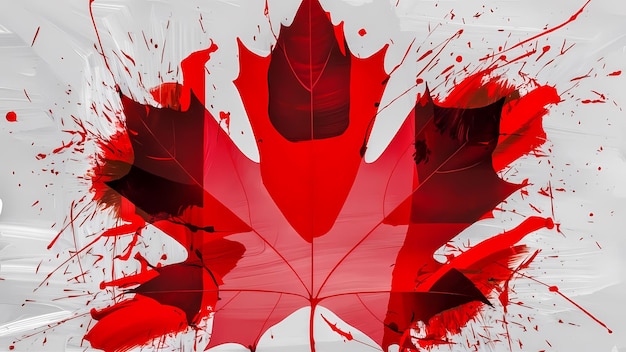 SemiTransparent Silhouette of a Red Maple Leaf with White Background