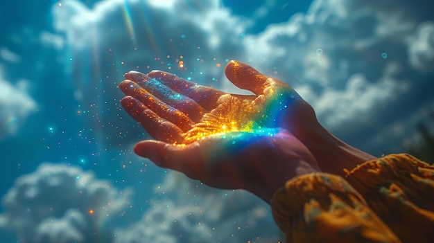 Sending you beautiful healing energy across the ether female hands sendign out rainbow heart light