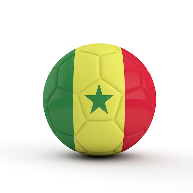 Senegal flag soccer football against a plain white background 3D Rendering