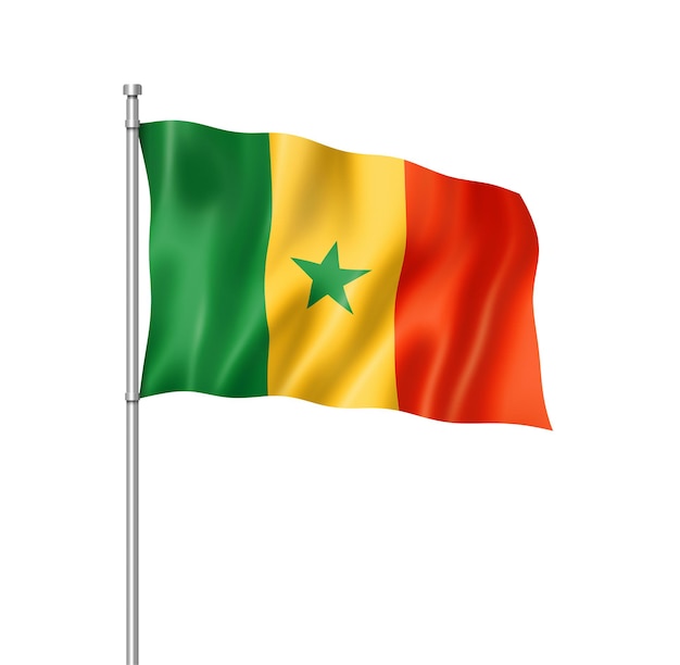 Senegal flag three dimensional render isolated on white