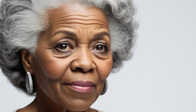 Senior African American Woman A CloseUp Studio Portrait