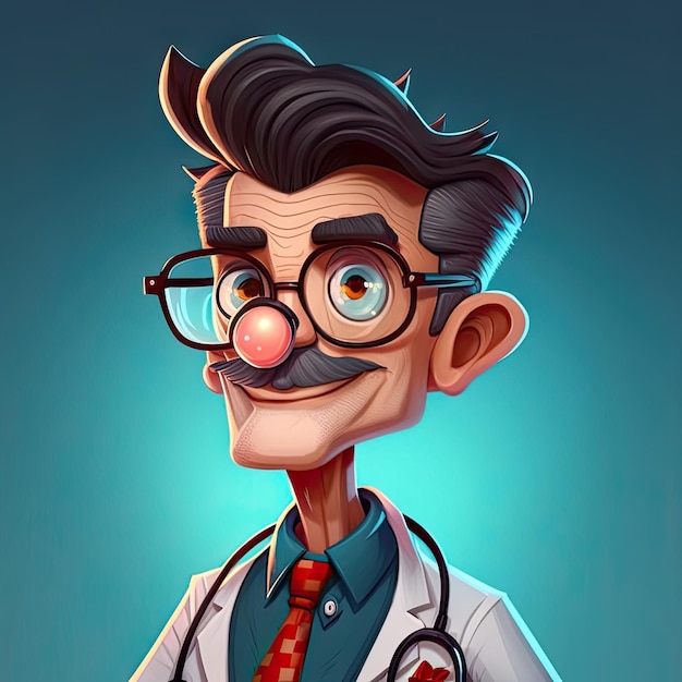 Senior cardiologist in glasses emergency help therapist practitioner computer generated ai avatar userpic cartoon character Old doctor with stethoscope physician in glasses