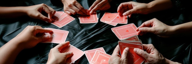 Photo senior citizens engage in card game activity at care facility for elderly residents