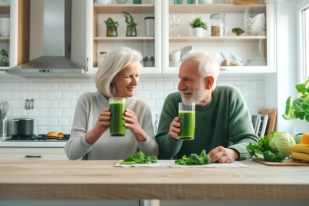 Senior Couple Enjoying Spirulina Smoothies