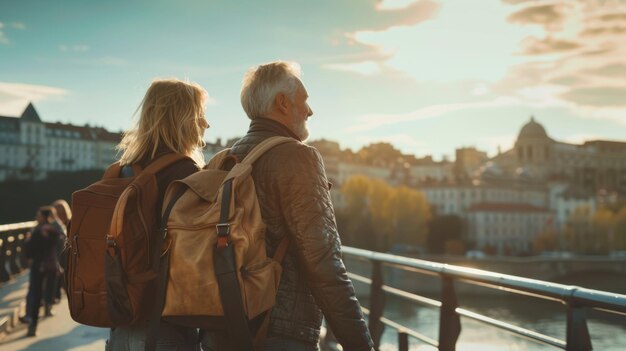 Photo a senior couple exploring a new city together handinhand embracing new experiences