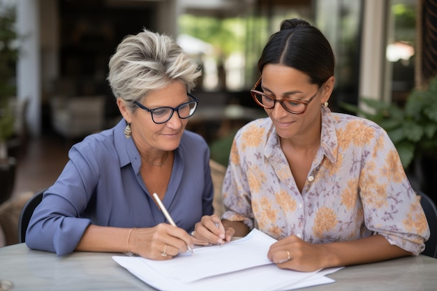 Senior couple managing household finances online and reviewing paperwork together in kitchen