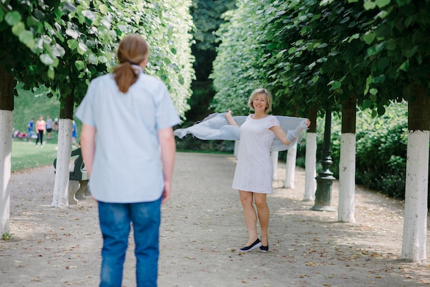 Senior couple in park