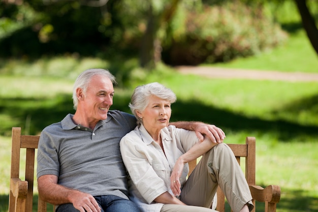 Senior couple sitting on a bench