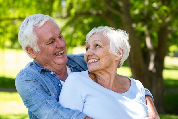 Senior couple smiling together