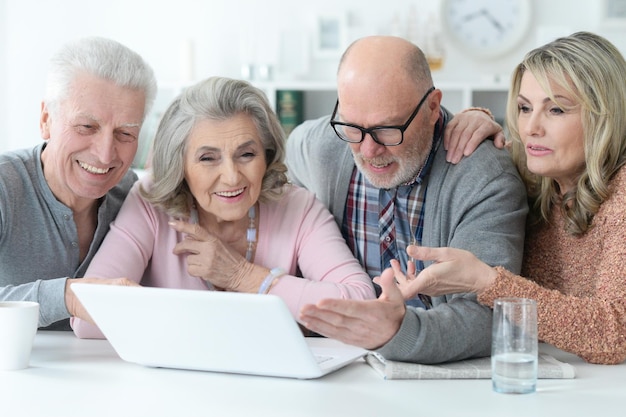 Senior couples using laptop