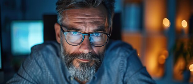 Senior Financial Advisor With Beard and Glasses Observing