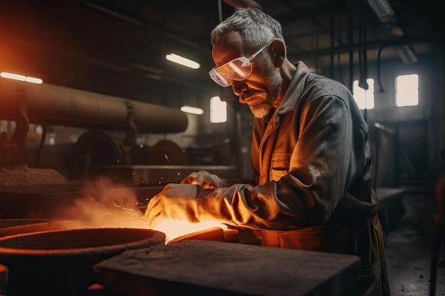 Senior man working in an industry Labor Day