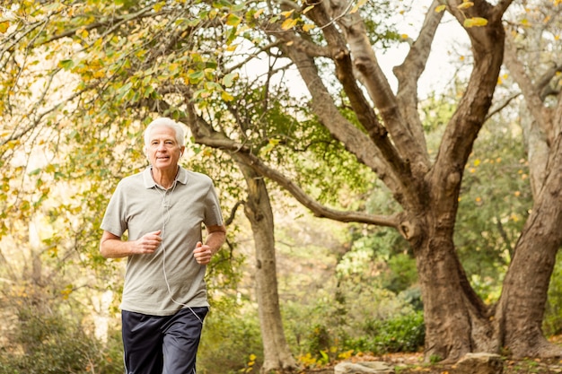 Senior man working out in park