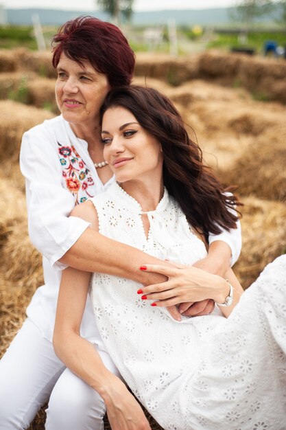 Senior mother with daughter outdoor