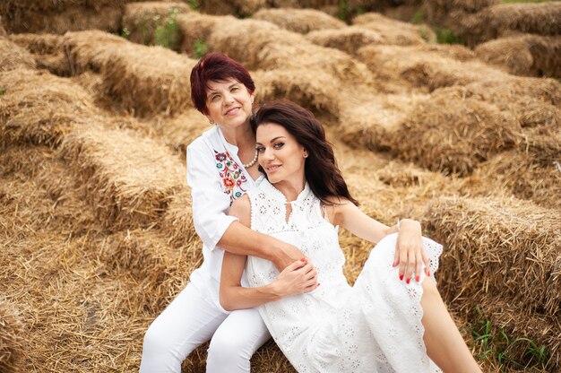 Senior mother with daughter outdoor