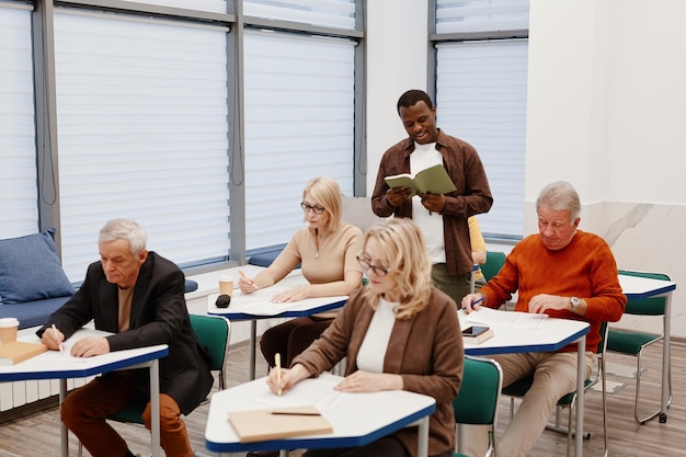 Senior students sitting at training in class