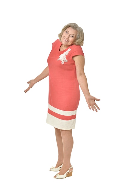 Senior woman in bright dress