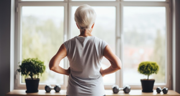 Senior Woman Preparing To Exercise At Home Wellness In The Golden Years Elderly Working Out