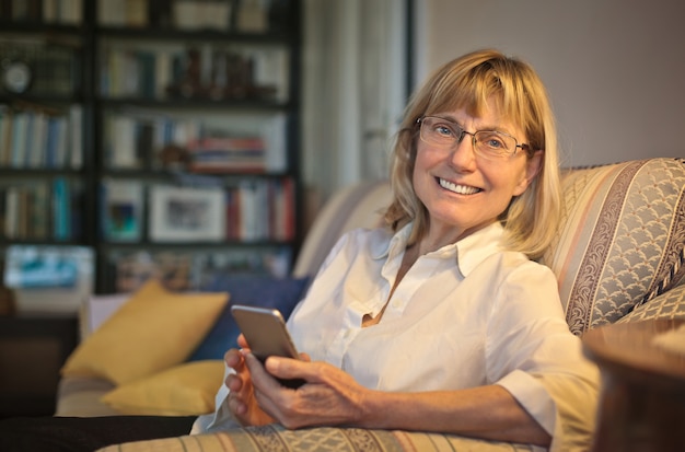 Senior woman using a smartphone