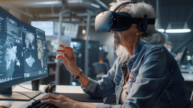 Senior Woman Using Virtual Reality