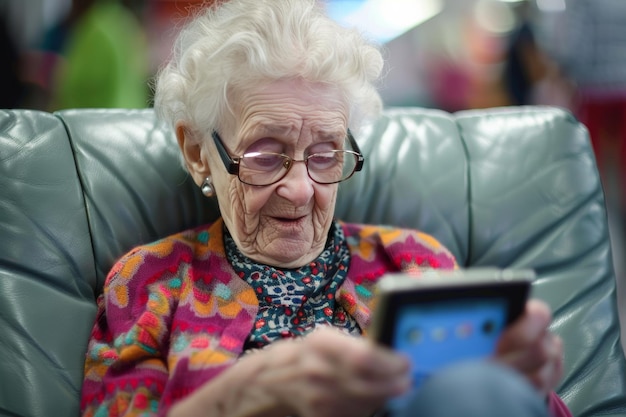 Senior woman with digital devices