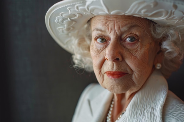 Senior Woman with Hat and Pearls