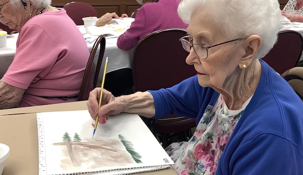 Seniors engage in various hobbies from painting and knitting to woodworking and gardening staying active and finding joy in creative pursuits Generated by AI