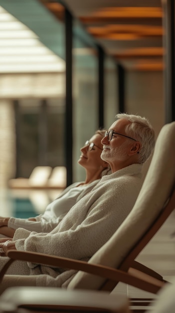 Seniors relaxing in a luxury hotel spa enjoying a massage or wellness treatment with a focus on relaxation and comfort chaos 6 ar 916 v 61 Job ID 40c1a0ae686e4d4091e470ad6d11fd47