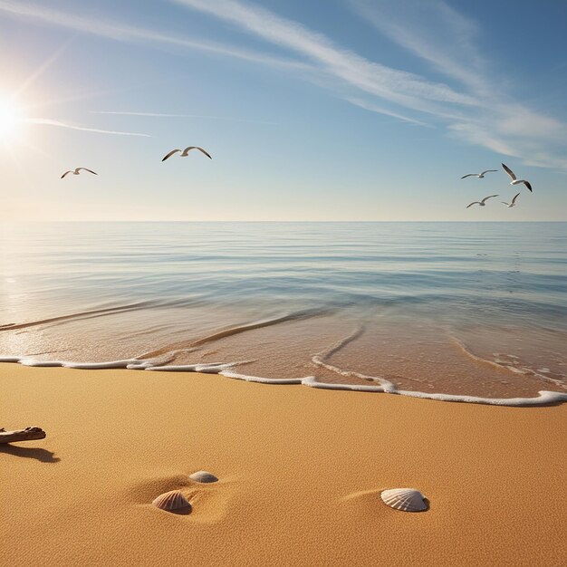 Photo a sense of tranquility with images of calm waters and sandy shores