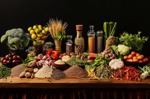 Sensory Symphony Array of Spices Herbs and Fresh Produce