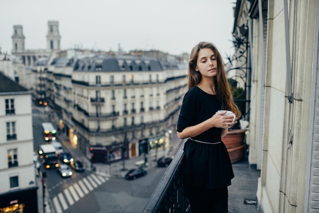 Sensual woman on balcony