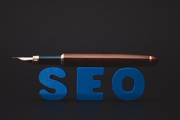 SEO text alphabet for Search Engine Optimization and pen, 