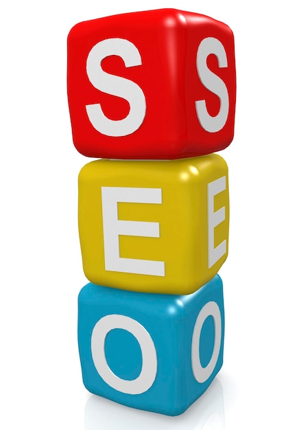 SEO word on blocks with letters search engine optimization business concept 3D rendering