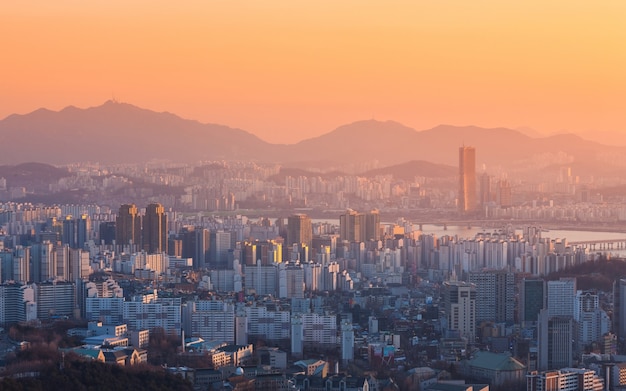 Seoul City and Han River at Yeouido in Seoul