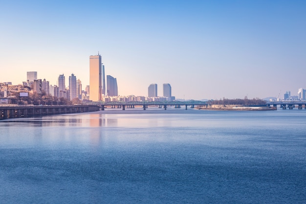 Seoul city and skyscraper, yeouido, south Korea.